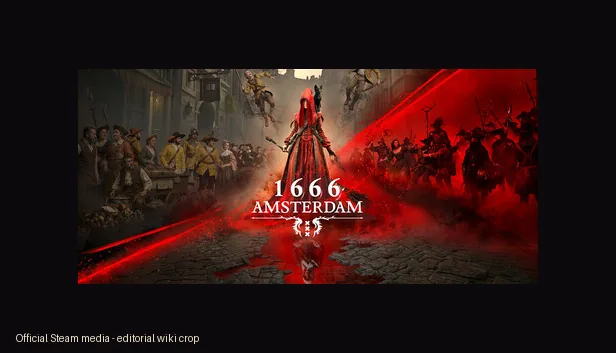 Official 1666 Amsterdam Steam header artwork used as a compressed wiki visual